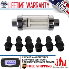 9706 Clearview Inline Fuel Filter W/ Glass Body 1/4'' 5/16'' 3/8'' Fittings Hose