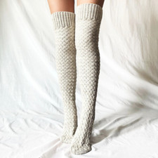 Lady Knitted Long Socks Over The Knee Thigh High Skinny Stockings Socks Thermal