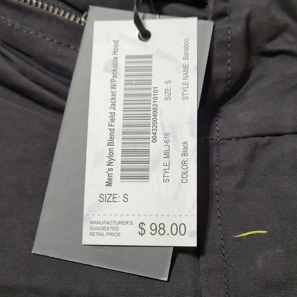 Chaqueta de Campo Indigo Star Para Hombre Cremallera/A Presión Negra con Capucha Embalable Talla S Cálida Foto 4 de 4