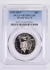 PR70 1991-1995-P World War 2 Commemorative Half Dollar PCGS 1993