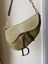 ARCHIVAL Vintage Dior (John Galliano Era) Green Ostrich Leather Saddle Bag