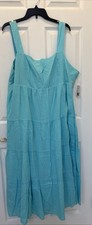 SO Sz 3X Square Neck Tiered Midi Sleeveless Dress Cotton Lined