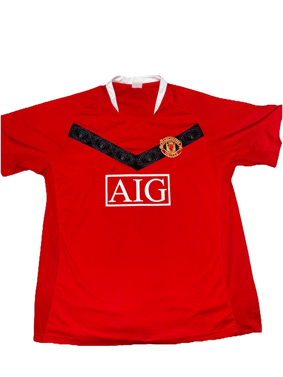 Manchester United Jersey Mens M Red Graphic AIG Sponsor Team Patch
