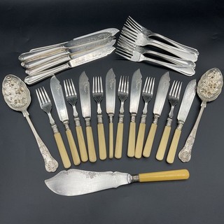 Vintage Assorted Cutlery Lot with Some Faux Ivory Handles & Etchings CP#8698