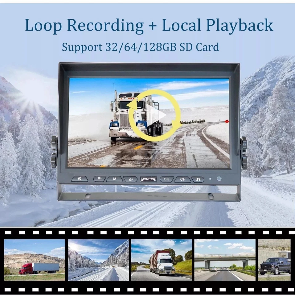 9" 1 ch DVR Monitor Magnetic Standby Mode Solar Wireless Backup Camera RVs Truck - Image 4 of 4