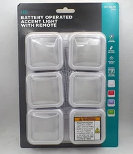 HOMEDEPOT 91389 80 LUMENS INTEGRATED LED PUCK LIGHTS WITH REMOTE CONTROL 6-PACK
