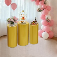 3 Cylinder Pedestal Stands Metal Display Pedestal Stands Gold for Wedding Decor