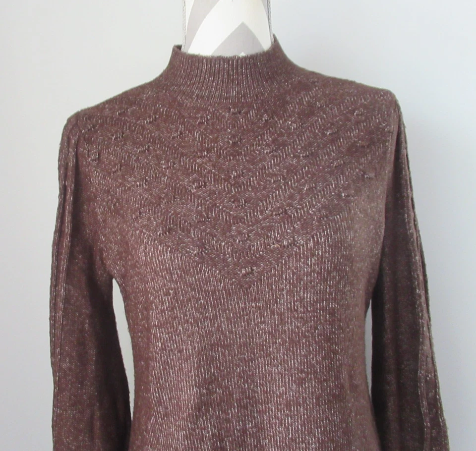 Calvin Klein 4338 Sweater Dress Women Size M Broun Long Sleeve Cowl Neck - Image 2 of 4