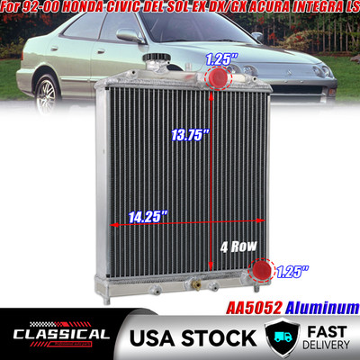 4 ROW 62MM RADIATOR For 1992-2000 HONDA CIVIC DEL SOL EX DX/GX ACURA INTEGRA LS