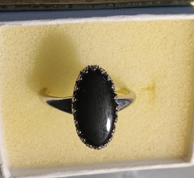 Vintage PSCO Plainville Stock Co 10K Weißgold Onyx Ring - Größe 5