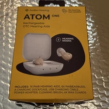 Audien Atom One Rechargeable OTC Hearing Aids Rechargeable With Case