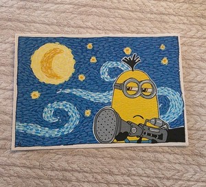 Original 4x6 painting. minion starry sky. AcrylicAnd Ink. art by leximi