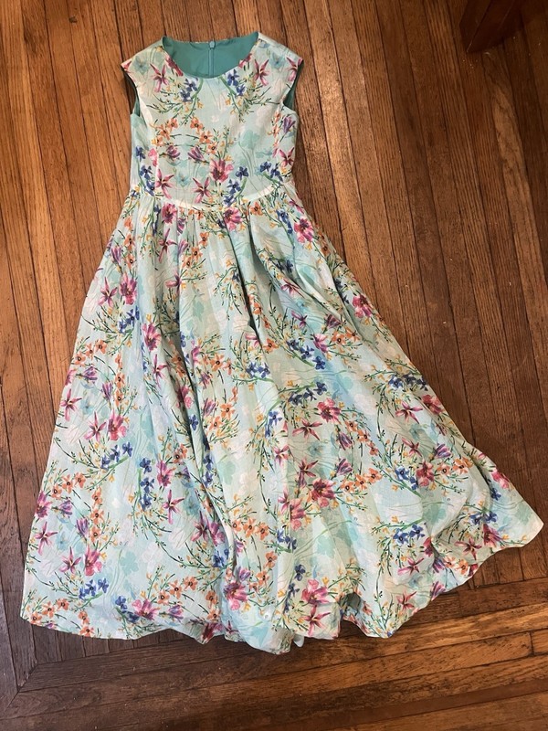 Bijou Sauvage Floral Girls Dress Size 5/6Green Sleeveless Full Length Flowy