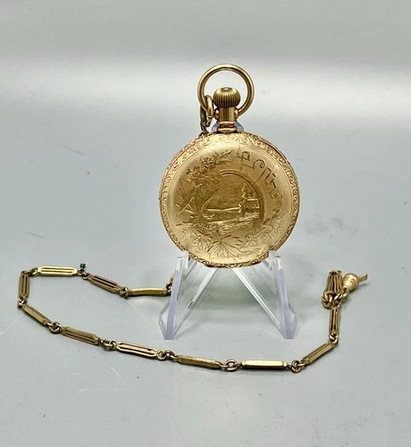 AMERICAN WALTHAM Antique Women's Hunter Case Gold Fob /Pocket Watch For Repair