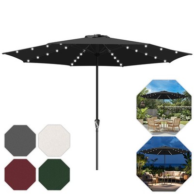 Sonnenschirm Gartenschirm mit LED Solar Balkonschirm mit Kurbel mit Strand Ø3.5m