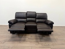 Toby Chocolate Brown Faux Leather 3 Seater Manual Recliner Sofa