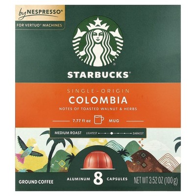 Nespresso , Colombia, Ground, Medium Roast, 8 Aluminum Capsules, 3.52 oz (100 g)
