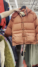 Vintage 70s 80s Burnt Orange Puffer Jacket Down Hooded Ski Coat Parka