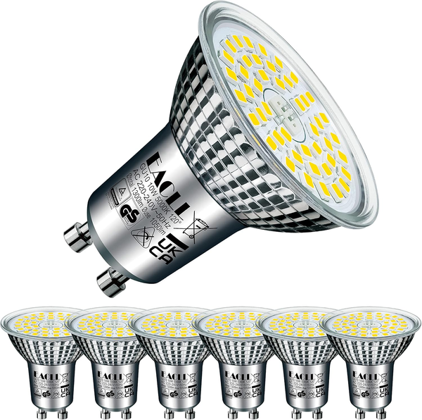 GU10 Led Tageslichtweiß 10W Ersetzt 140W Halogen Leuchtmittel 6Er-Pack. 1050 Lum-image