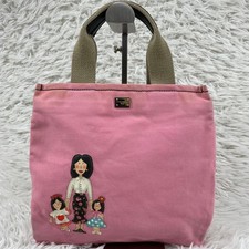 DOLCE&GABBANA Tote Bag Handbag Logo Plate Canvas Pink From Japan 151363K Authen