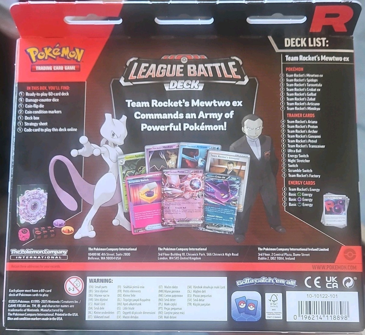 Pokémon TCG League Battle Deck Team Rocket's Mewtwo ex 60-Card