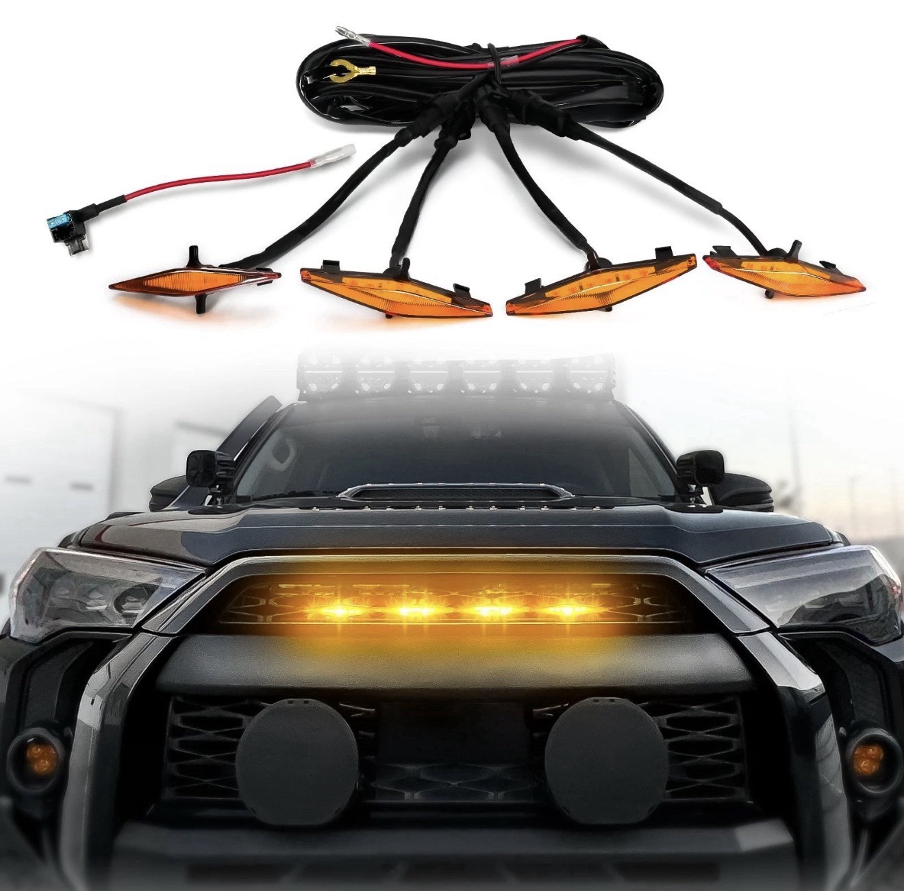 4 LED Grill Lights Kit Toyota 4Runner TRD Pro Amber Open Box Never Used image 3