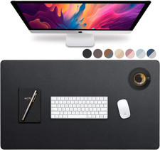 Leather Desk Pad 36" x 20", Office Desk Mat Waterproof Black - Premium Quality