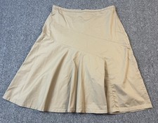 Vintage GAP Khaki Brown Silk/Cotton A-Line Pleated Lined Skirt Size 4 EUC