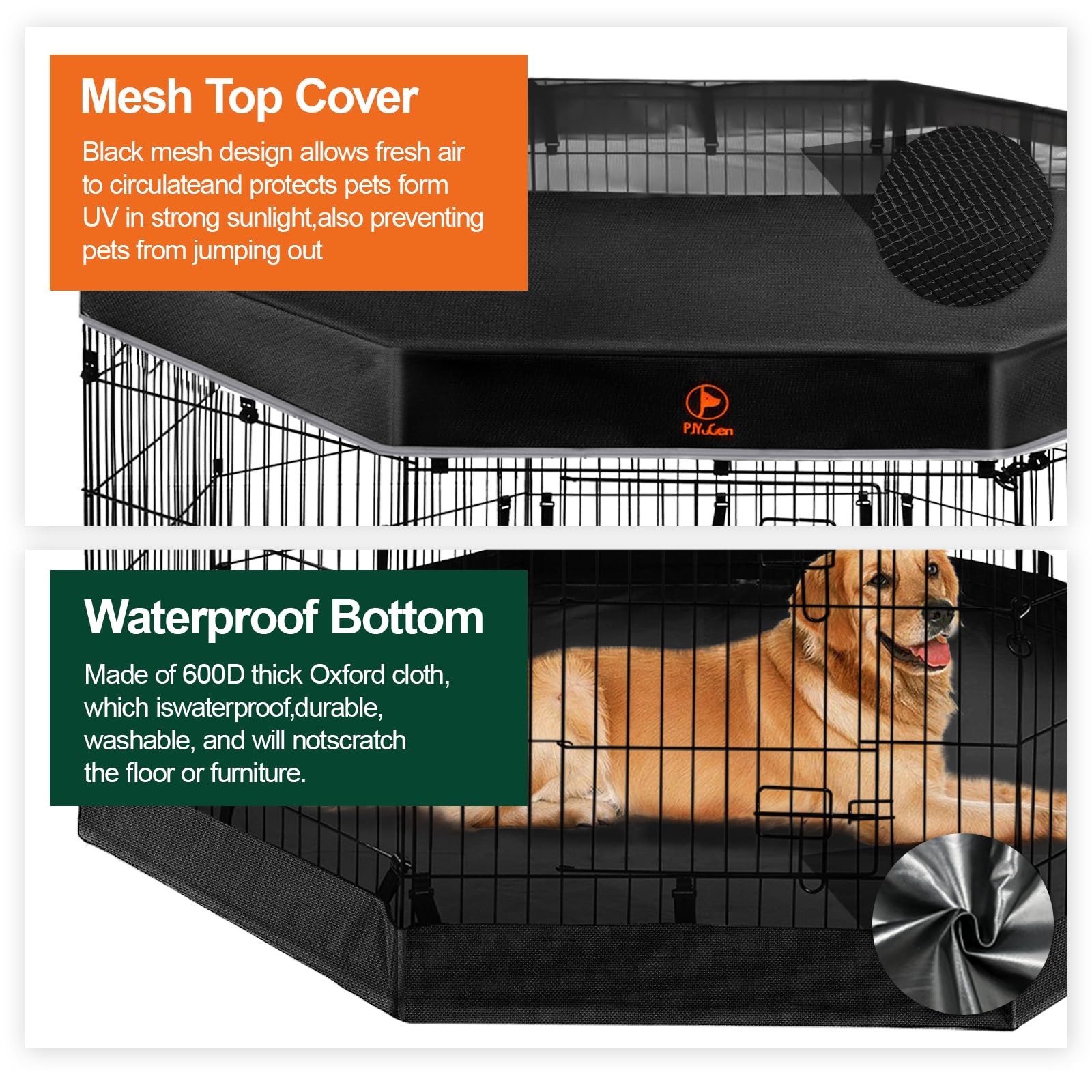PJYuCien Dog Playpen-Metal Foldable Exercise Pen, Pet Fence Puppy Crate Kennel