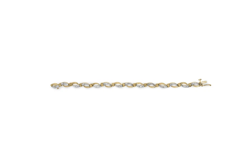 10K Yellow and White Gold 1/2 Cttw Channel Diamond Tennis Bracelet (H-I, I1-I2) - Image 4 of 4