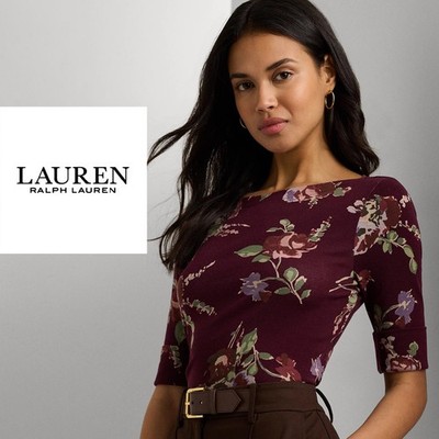 NP 70  Ralph Lauren T-Shirt L, gemustert, Blumen, floral, Oberteil, Top,
