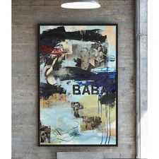 Original Mixed Media Abstract Modern Art Painting 24x36 "Baba" Signed