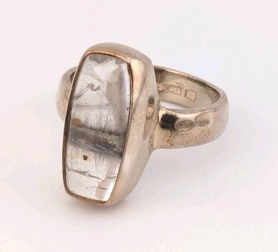 Starborn Creations Rutilated Quartz Ring Sterling Silver Large Signed Size 7.75