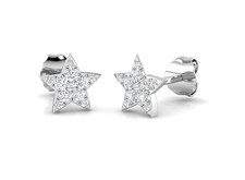 Diamond Star Earrings 9ct White Gold 0.14ct Stud Star