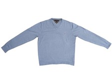 Tommy Hilfiger Men's V-Neck Sweater Light Blue Pima Cotton Cashmere Blend Size