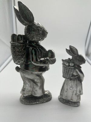 SILVER COLORED FAUX METAL EASTER RABBITS (5)