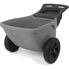 Durable Wheelbarrow with Garden Tool Storage Tray Large Easy Turn Wheels Gray