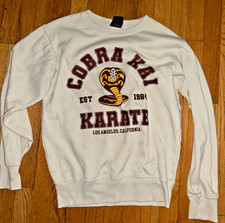 Cobra Kai Karate Kid Dojo Gi Costume Outfit Retro White Crewneck Sweatshirt S