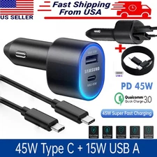 Original 45W Fast Car Charger Type-C Cable For Samsung S25 S24 FE S23 Ultra S22