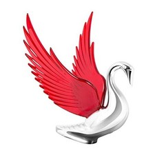 48099 8.5 X 7.5 inches Chrome Bugler Hood Ornament with Windriders Red