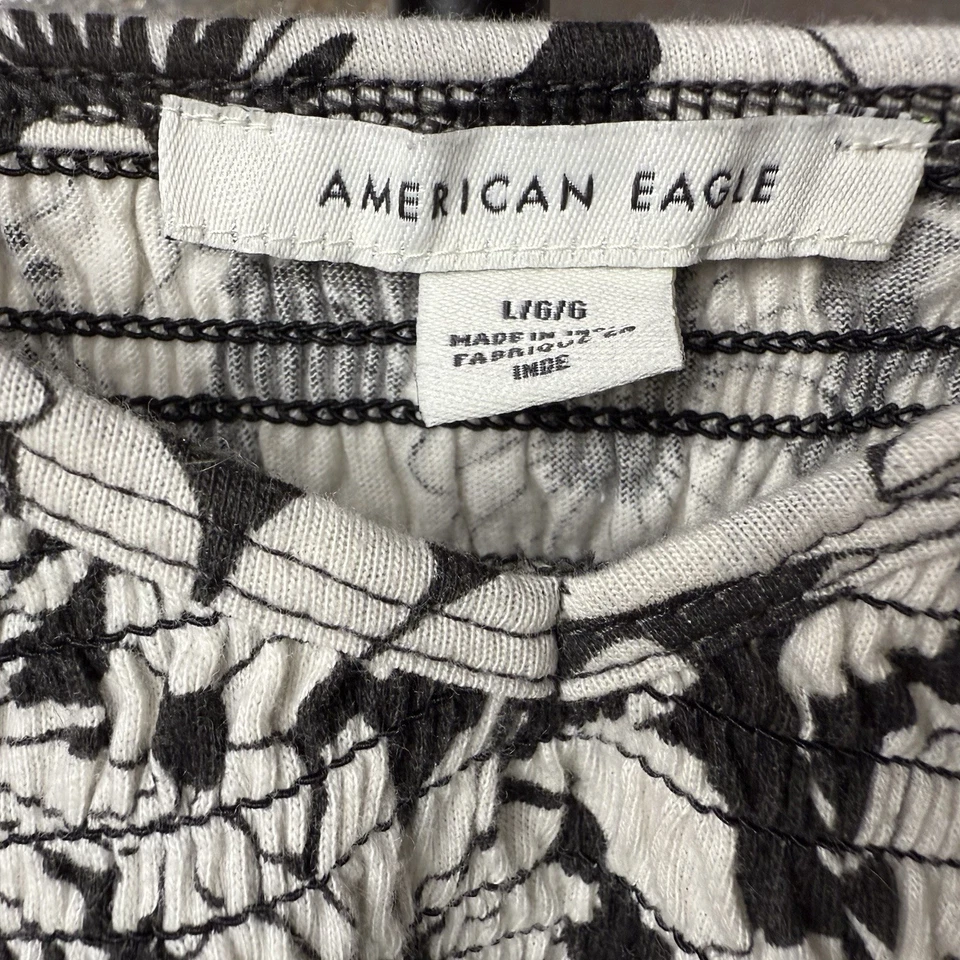 Топ без рукавов American Eagle женский L черный с цветочным узором со сборками укороченный Cami - Изображение 2 из 4