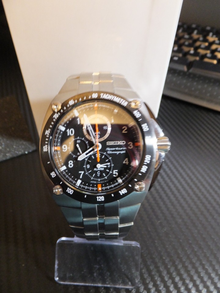 Seiko mens Sportura Chronograph Watch with alarm eBay