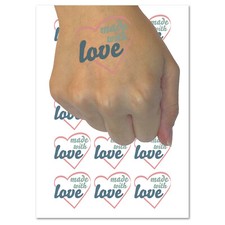 Made with Love in Heart Temporary Tattoo Water Resistant Fake Body Art Set