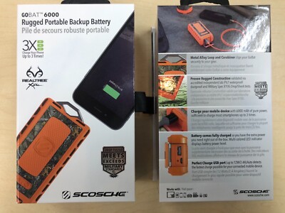 OEM Scosche REALTREE 6,000 mAh Rugged Portable Backup Battery w/ Alloy Loop