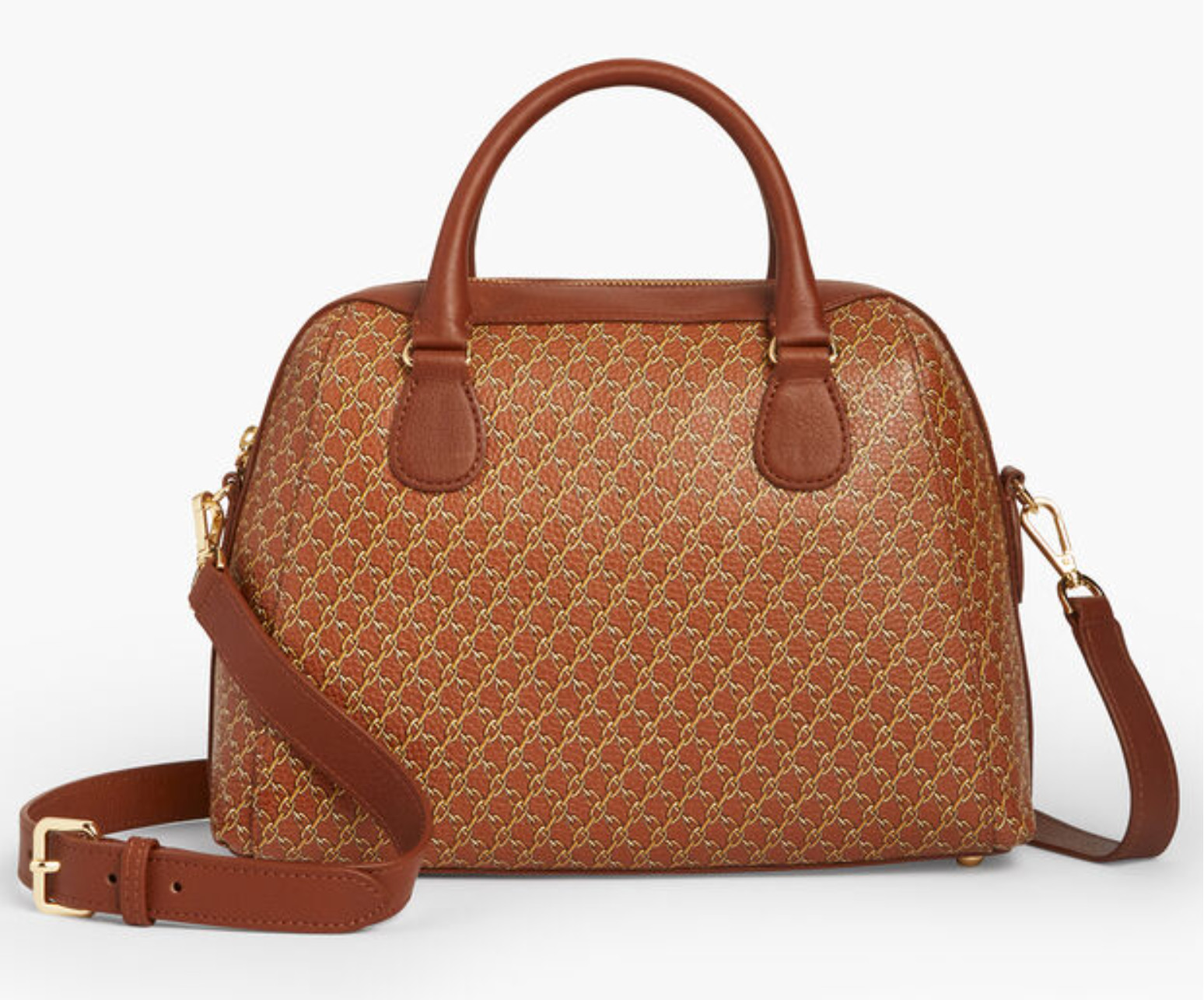 Talbots Brown Chainlink Pattern Leather Satchel (… - image 11