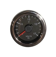 Voltmeter Gauge 252mm 9-17v Blackchrome White Led 001-v-bc