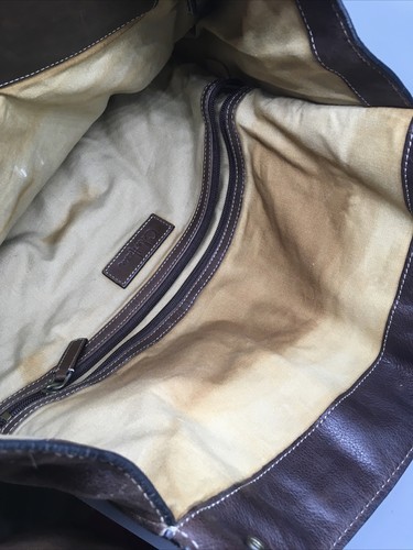 Cole Haan Large Leather Travel or Business Two Straps Tote Bag - Brown distress - Picture 7 of 12
