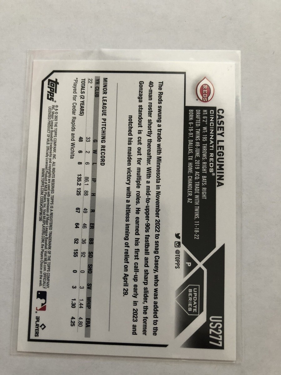 2023 TOPPS (RC) #US277 Casey Legumina Cincinnati Reds near mint