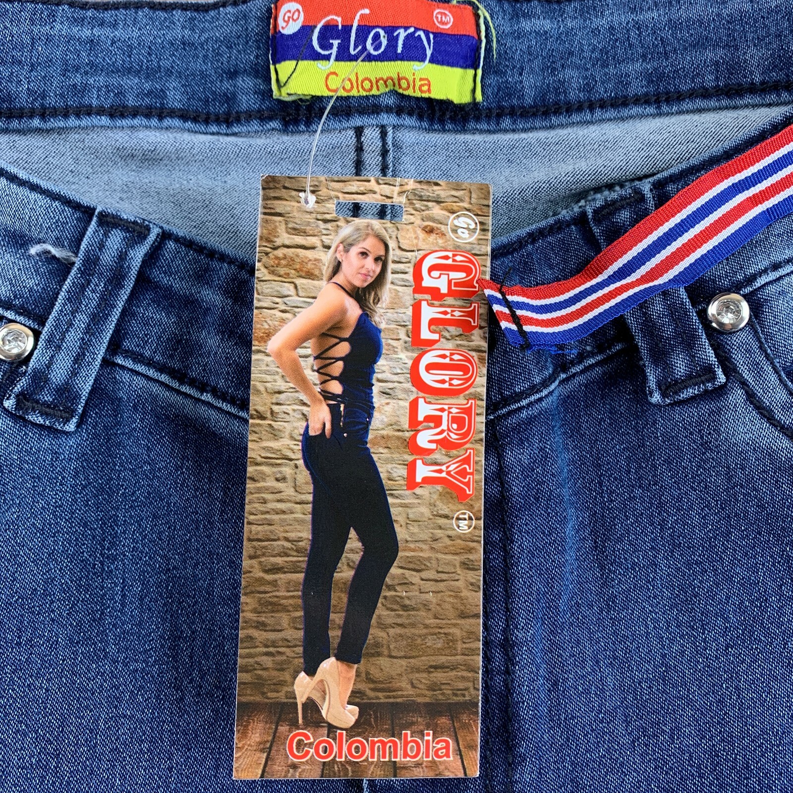 Glory Colombia Juniors Size 13 Blue Medium Wash Distressed Denim Jeggings NWT