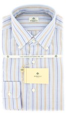 Luigi Borrelli Light Blue Striped Shirt - Slim - GB6555 